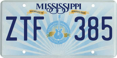 MS license plate ZTF385