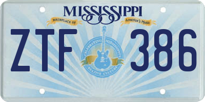 MS license plate ZTF386