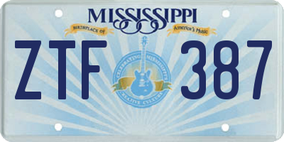 MS license plate ZTF387