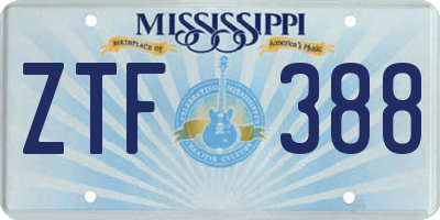 MS license plate ZTF388