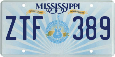 MS license plate ZTF389