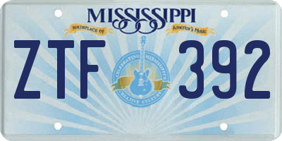 MS license plate ZTF392