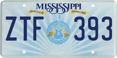 MS license plate ZTF393