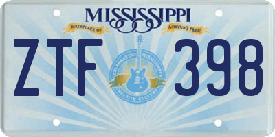 MS license plate ZTF398