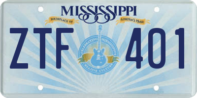 MS license plate ZTF401