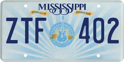 MS license plate ZTF402