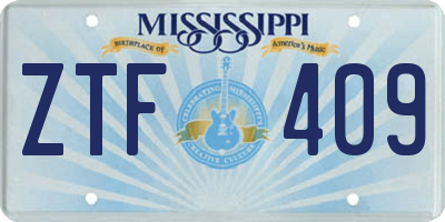 MS license plate ZTF409