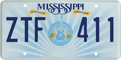 MS license plate ZTF411