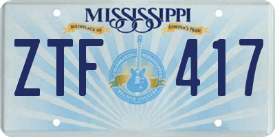 MS license plate ZTF417