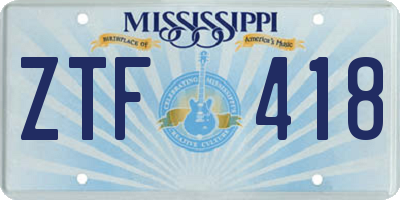 MS license plate ZTF418