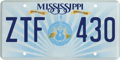 MS license plate ZTF430