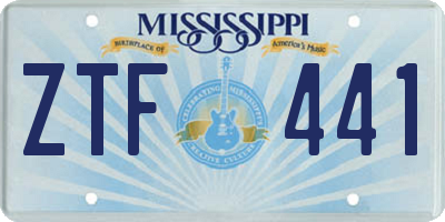 MS license plate ZTF441