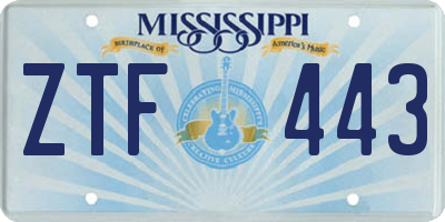MS license plate ZTF443