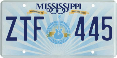 MS license plate ZTF445