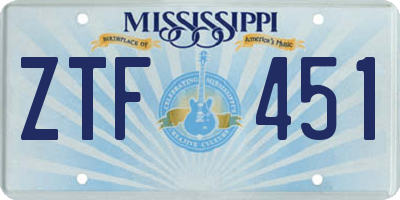 MS license plate ZTF451