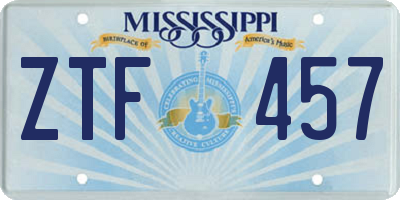 MS license plate ZTF457