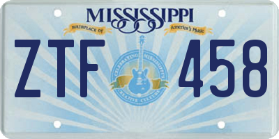 MS license plate ZTF458