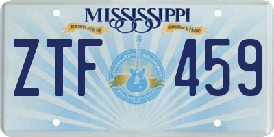 MS license plate ZTF459