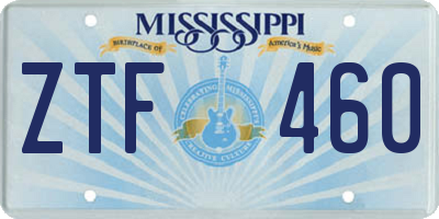 MS license plate ZTF460