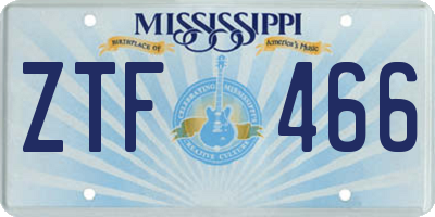 MS license plate ZTF466