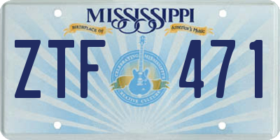 MS license plate ZTF471