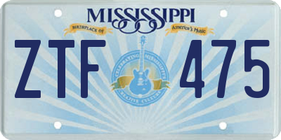 MS license plate ZTF475