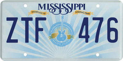 MS license plate ZTF476