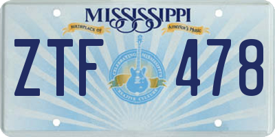 MS license plate ZTF478