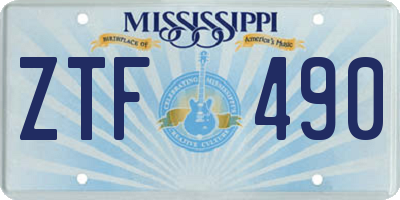 MS license plate ZTF490
