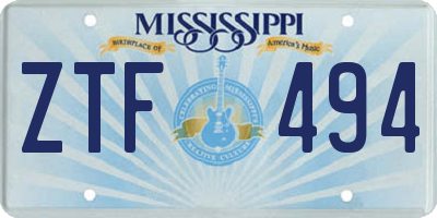 MS license plate ZTF494
