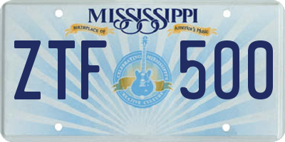 MS license plate ZTF500