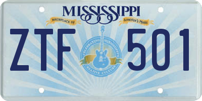MS license plate ZTF501