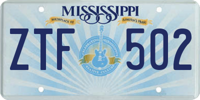 MS license plate ZTF502