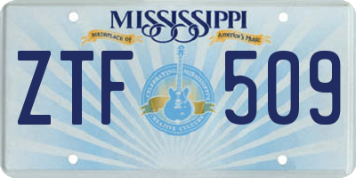 MS license plate ZTF509