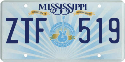 MS license plate ZTF519