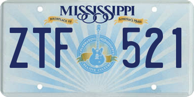 MS license plate ZTF521