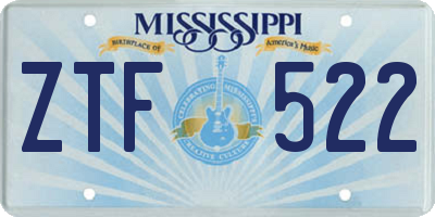 MS license plate ZTF522