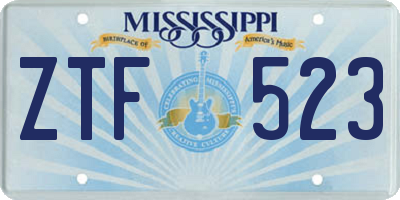 MS license plate ZTF523
