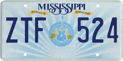 MS license plate ZTF524