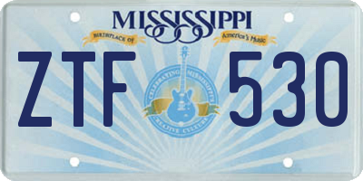MS license plate ZTF530
