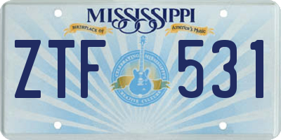 MS license plate ZTF531
