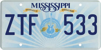 MS license plate ZTF533