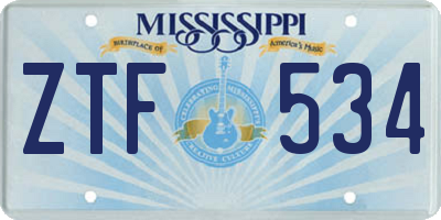 MS license plate ZTF534
