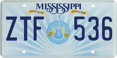 MS license plate ZTF536