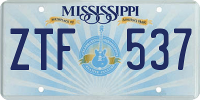MS license plate ZTF537