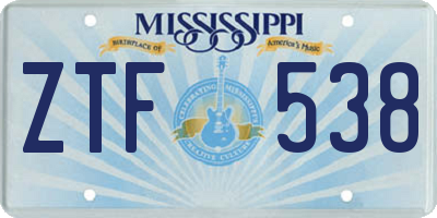 MS license plate ZTF538