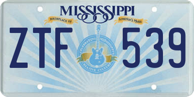 MS license plate ZTF539