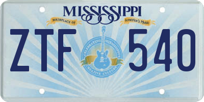 MS license plate ZTF540