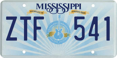 MS license plate ZTF541