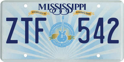 MS license plate ZTF542